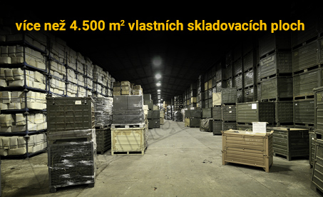 Více než 4000 m2 vlastních skladovacích ploch