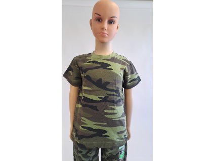 triko dětské maskovací army camouflage green krátký rukáv