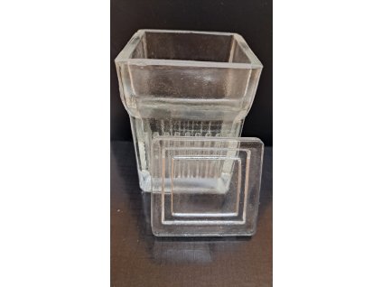 nádoba skleněná na 8 sklíček do mikroskopu Hellendahl