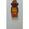 láhev skleněná prachovnice hranatá hnědá se zabroušenou zátkou 50ml
