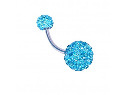 A1150 Piercing do pupíku se zirkony z chirurgické oceli v barvě MODRÁ