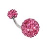 A1150 Piercing do pupíku se zirkony z chirurgické oceli v barvě RŮŽOVÁ