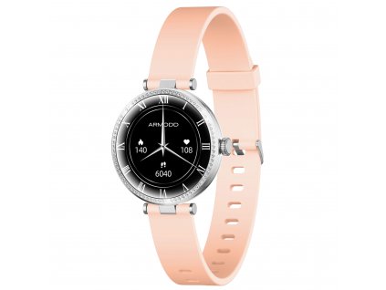 ARMODD Candywatch Crystal 3 silver with pink strap + metal strap FOR FREE