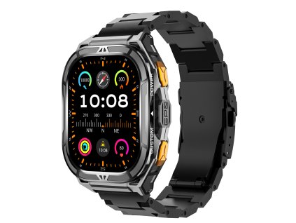 ARMODD Titan GPS černá s kovovým řemínkem  + černý silikonový řemínek