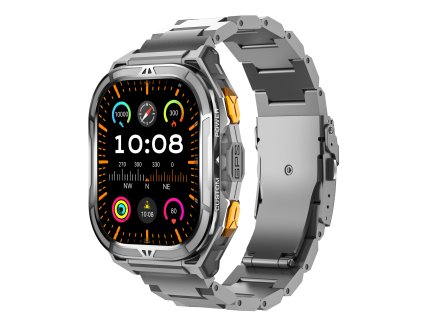 ARMODD Titan GPS stříbrná s kovovým řemínkem  + šedý silikonový řemínek