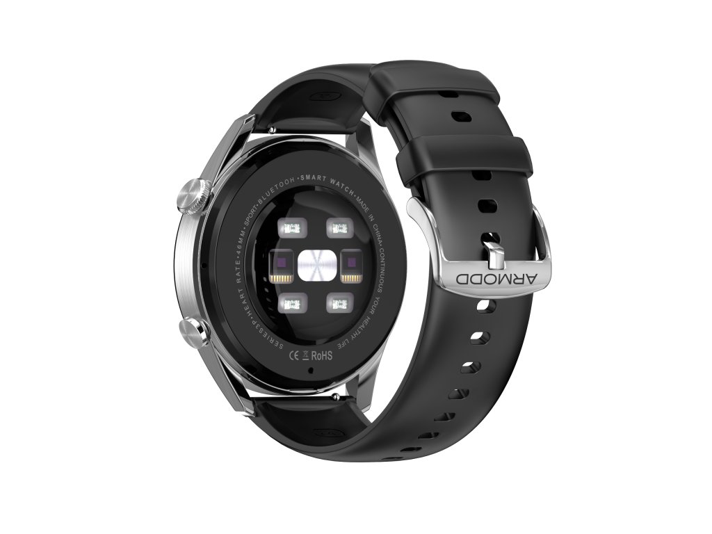 Correa ARMODD Silentwatch 5 Pro silicona negra con cierre plateado (22mm) 