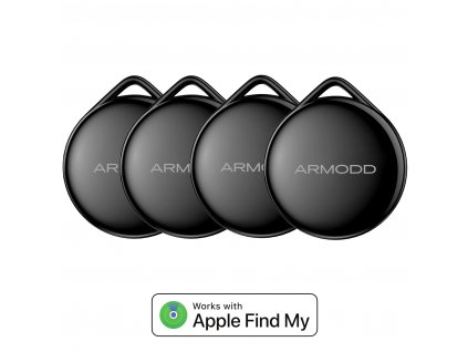 Conjunto de 4 unidades ARMODD iTag preto (AirTag alternativa) com apoio de Apple Find My (Encontrar)
