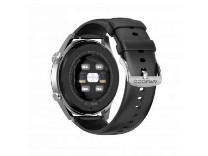 Curea ARMODD silicon negru cu închidere argintie (22mm)