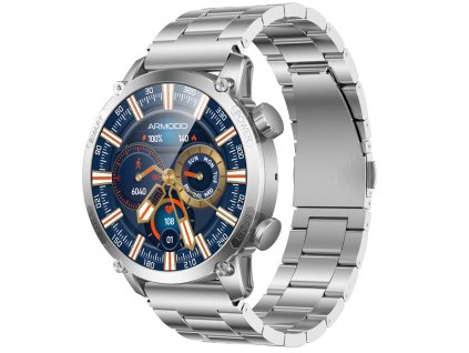 ARMODD Silentwatch 7 Pro GPS srebrny s kovinskim paščkom + silikonski pašček