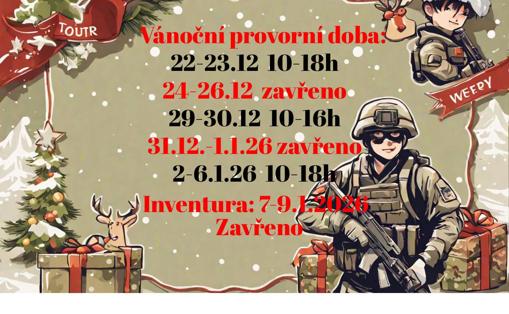 Vánoční provozní doba