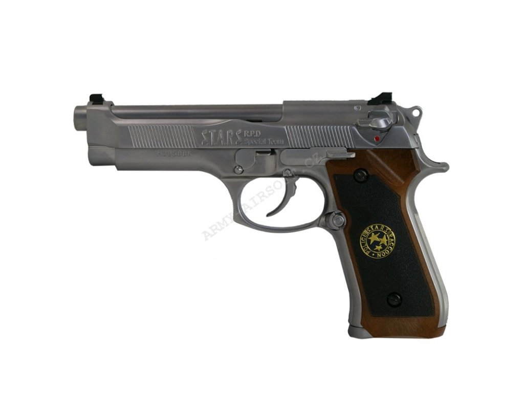 Airsoft pistole  M9 Biohazard Silver kov - WE
