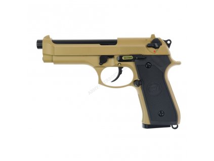 Airsoftová pistole M92S TAN celokov, blowback - WE  Airsoft