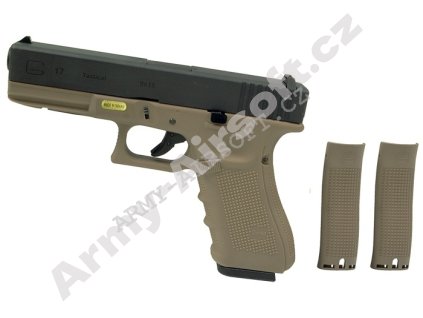 Glock 17 Gen4, pískové tělo - kovový závěr, blowback WE  Airsoft