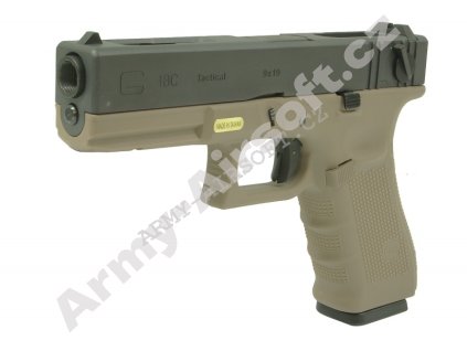 Glock 18C Gen4, pískové tělo - kovový závěr, blowback WE  Airsoft