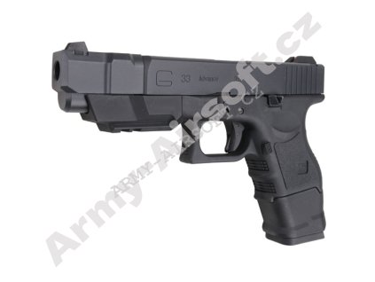 Glock 33 Gen3 advanced - černý, kovový závěr, blowback - WE  Airsoft