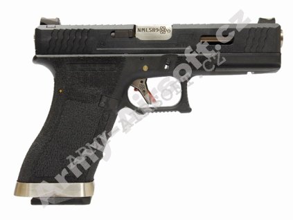 G17 T5 - kovový černý závěr, stříbrná hlaveň, blowback [WE]  Airsoft