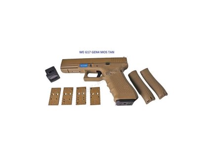 Airsoft pistole R17 MOS (G001RDB-TAN) Gen4, celopískový, kovový závěr, blowback - WE  Airsoft