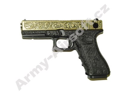 Airsoft pistole R18C (G002BOX-FB) Gen4 - s rytím, bronz, kovový závěr, blowback - WE  Airsoft