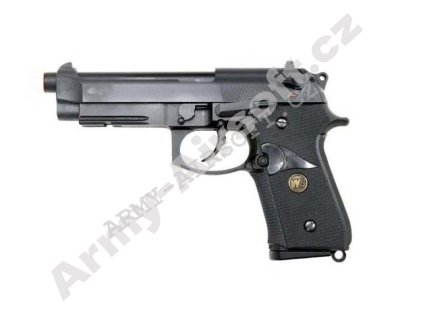 Beretta M9 A1 WE logo, černá, celokov, blowback, CO2 - WE  Airsoft