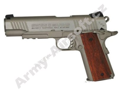 Vzduchovka SA 1911 Tactical Stainless CO2 4,5mm - CyberGun  Vzduchovky