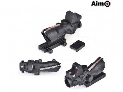 Airsoft optika ACOG 4x32 se světlovodným vláknem plus RMR kolimátorem - Aim-O  Airsoft