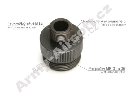Adapter na tlumič pro Well MB-01 a 05 - levotočivý - AirsoftPro  Airsoft