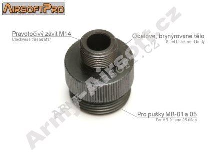 Adapter na tlumič pro MB-01 a 05 - pravotočivý [AirsoftPro]  Airsoft