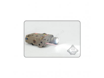Svítilna multifukční AN/PEQ15 + LED svítilna s IR krytkou + červený laser + IR přísvit - pískový - FMA  Airsoft