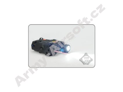 Svítilna multifukční AN/PEQ15 + LED svítilna s IR krytkou + červený laser + IR přísvit - černá - FMA  Airsoft