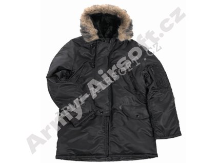 Bunda US pilotní N-3B dlouhá ČERNÁ  Maskáče