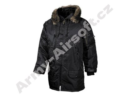Bunda s kapucí N-3B POLAR ČERNÁ - MFH  Maskáče