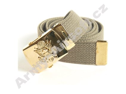 Opasek znak US ARMY kalhotový se zlatou sponou KHAKI  Maskáče