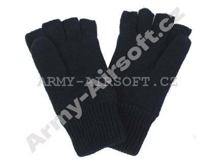 Rukavice pletené 1/2 černé  Maskáče