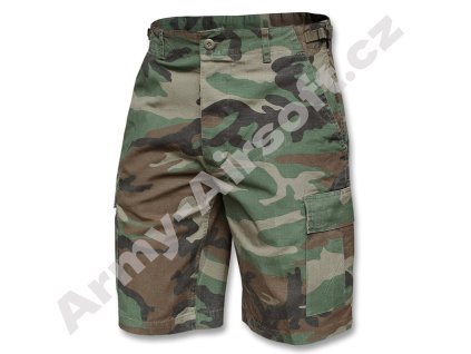 Kraťasy US typ BDU rip-stop předeprané WOODLAND - Mil-Tec  Maskáče