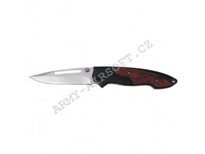 Nůž zavírací 23x9,5cm DŘEVO/ČERNÝ  Army shop