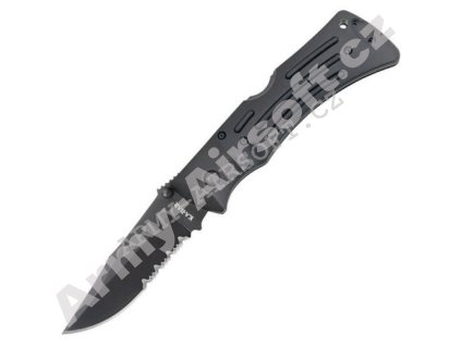 Nůž zavírací MULE FOLDER ozubený ČERNÝ  Army shop
