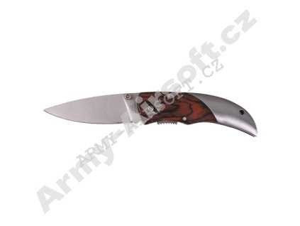 Nůž zavírací dřevěná střenka 17 cm HNĚDÝ  Army shop