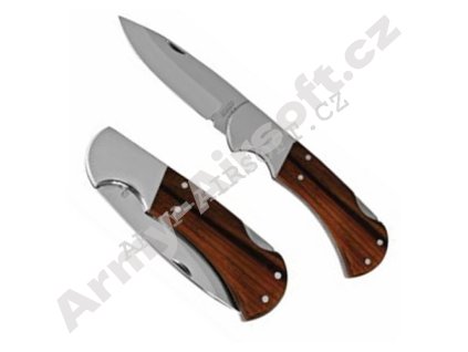 Nůž zavírací SAVAGE NEREZ s pojistkou střenka DŘEVO  Army shop