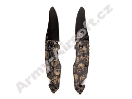 Nůž LEBKY malý s řezákem a klipem černá čepel  Army shop