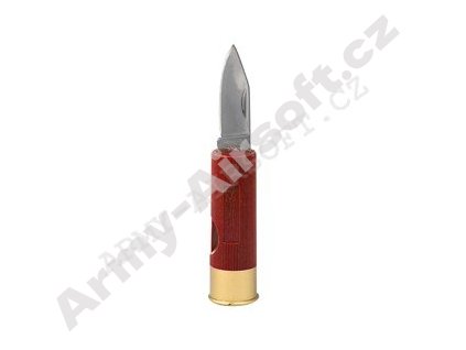 Nůž zavírací 4 cm SHOTGUN ve tvaru brokového náboje ČERVENÝ  Army shop