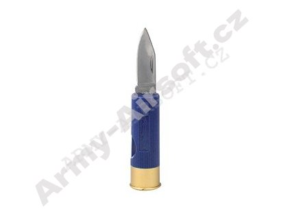 Nůž zavírací 4 cm SHOTGUN ve tvaru brokového náboje MODRÝ  Army shop