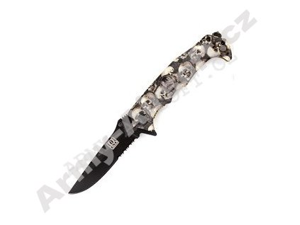 Nůž LEBKY s klipem černá čepel zubaté ostří  Army shop