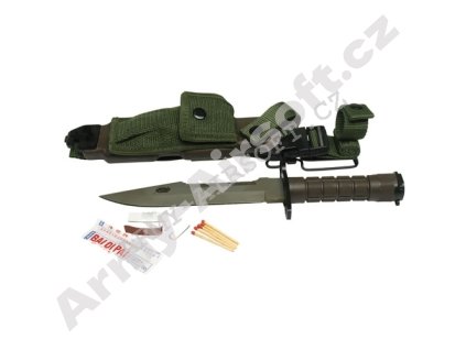 Bajonet US M9 s pouzdrem a sadou pro přežití ZELENÝ  Army shop