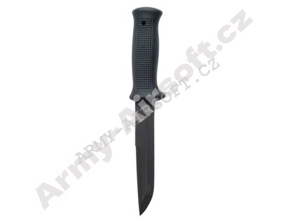 Nůž s pev. čepelí UTON s pilníkem a pilkou v koženém pouzdře ČERNÝ  Army shop