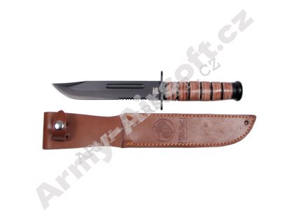 Nůž bojový s koženou rukojetí a pouzdrem HNĚDÝ  Army shop