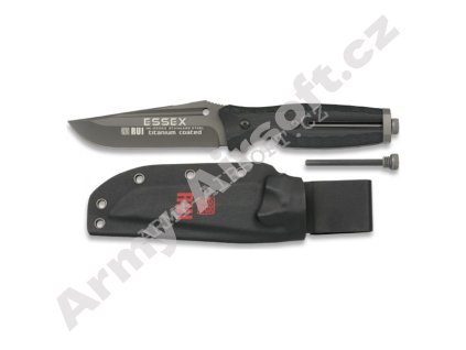 Nůž RUI Tactical ESSEX pevná čepel s křesadlem ČERNÝ  Army shop