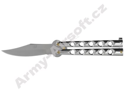 Nůž motýlek JOKER s dírkama stříbrný  Army shop