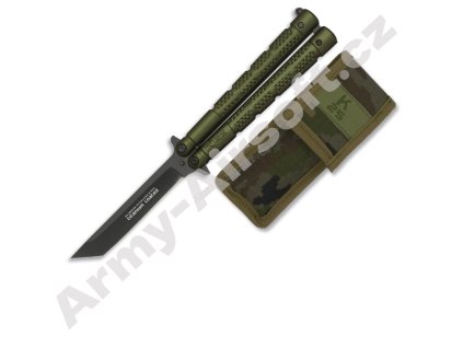 Nůž motýlek s pouzdrem zelený - K25  Army shop