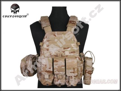 Taktická vesta LBT 6094A s nosičem plátů a třemi sumkami (Multicam Arid) - EMERSON  Airsoft