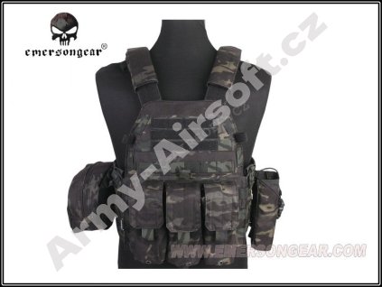 Taktická vesta LBT 6094A s nosičem plátů a třemi sumkami (Multicam Black) - EMERSON  Airsoft